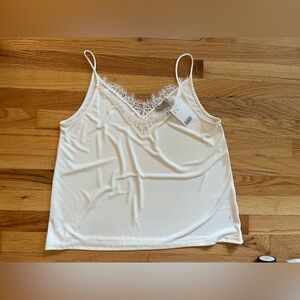 NWT H&M Double V-Neck White Lace Trim Cami Top